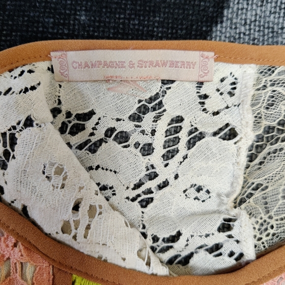 Champagne and Strawberry Lace Top - Small - Picture 7 of 11